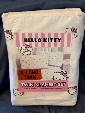 Hello Kitty White and Pink Twin XL Sheet Set